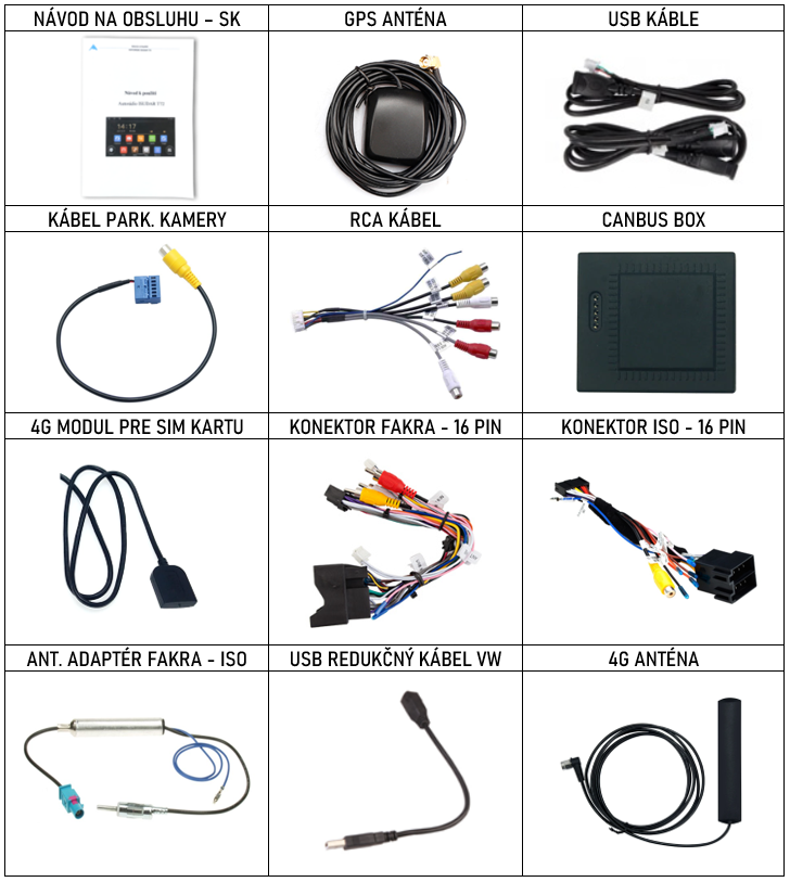 Isudar T72-VW0702 a VW803 príslušenstvo pro autorádio 2DIN s Bluetooth a USB a Android CarPlay a Androidauto a Android Skoda, Volkswagen - evtech.cz